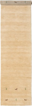 Gabbeh Loom Two Lines 80X350 Small Beige Inca Runner Wool Rug