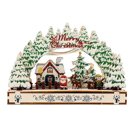 (Eksklusivt for Sydøstasien) Juledekorationer i træ, juleby, indkøbscenter, vinduesudstilling, kreative håndlavede DIY-julegaver