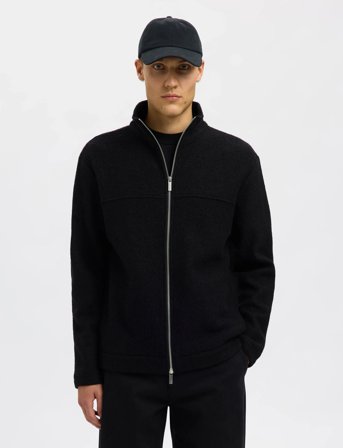 Selected Slhnealy Ls Knit Full Zip Cardigan - Black - M