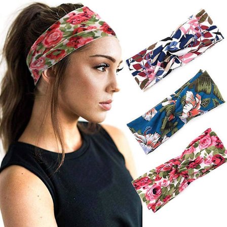 Kryds Hårbånd Knyttet Hovedindpakning Blomstertrykt Hårsjal Stilfuld Elastisk Hårbånd