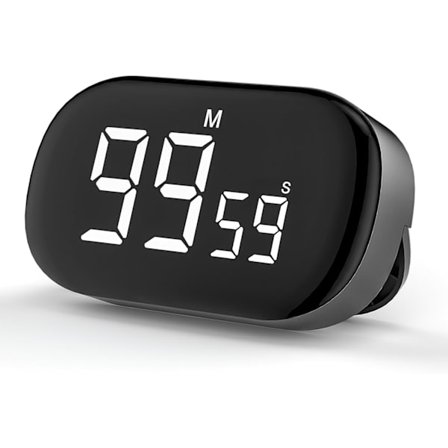 (Sort) Magnetisk køkkentimer med stort LCD-display, digitalt Ki