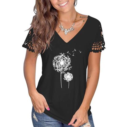 Kortärmad T-shirt För Kvinnor V-ringad S