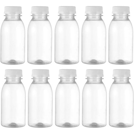 10 st 250ml Mjölkflaskor med Lock Transparenta Burkar Plast Juiceflaskor Behållare för Fester Hem Utomhusresor{EE}