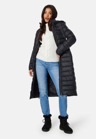 TOMMY JEANS Basic Hooded Coat BDS Black Klær