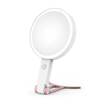 LED Belyst Makeup Spejl med C-Formet Stativ - 10x Forstørrelse