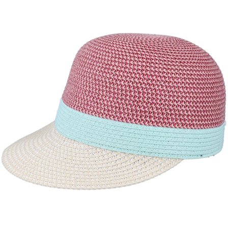 Seeberger - Rød fitted Kasket - Cap In Stripe Design Fuchsia-Aqua Fitted @ Hatstore