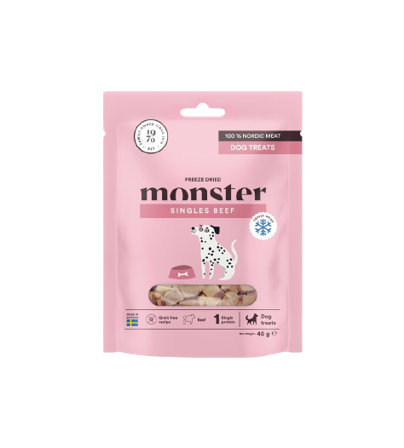 Monster Pet Food - Hundegodbiter frysetørket storfekjøtt 45 g - Hund - Hundegodbiter & tyggebein - Hundekjeks & kjeksbein - ZOO.no