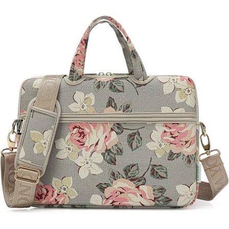 Grå Rosmönstrad Canvas Laptop Axelväska Lämplig för 13" Laptops och Macbook Air 13, Macbook Pro 13 (13-13.3", Grå Ros)