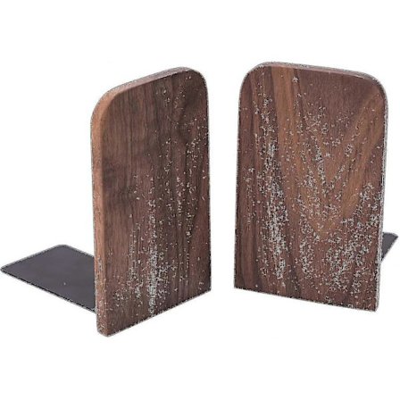 Vintage bogstøtter med metalbase, 2 stk., kraftig valnøddestativ