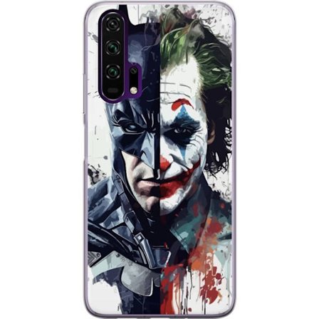 Kompatibelt Mobilskal till Honor Honor 20 Pro Delat porträtt av Batman och Joker i dramatisk illustration, ikoniskt superhjältemotiv med mörk kons