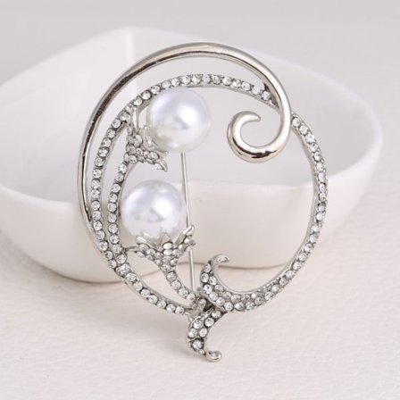 IC CNE Koreansk Perle Rhinestone Legering Corsage Brosje