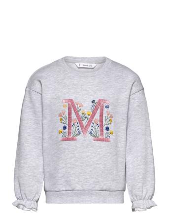Embroidered Printed Hoodie Mango Grey