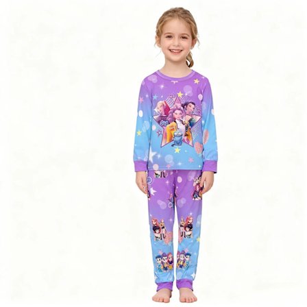 K-POP Witcher Tjejgrupp Anime Karaktär Barn Långärmad Byxa Tryckt Pyjamas Set (Tvådelat)