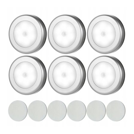 Liiketunnistimella varustettu yövalo, 6 LED-kirkkausanturia