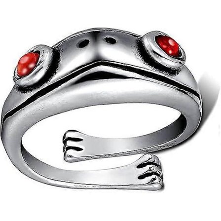 Groda Ring, Vintage Groda Ring med Röd Jade Granat för män och kvinnor