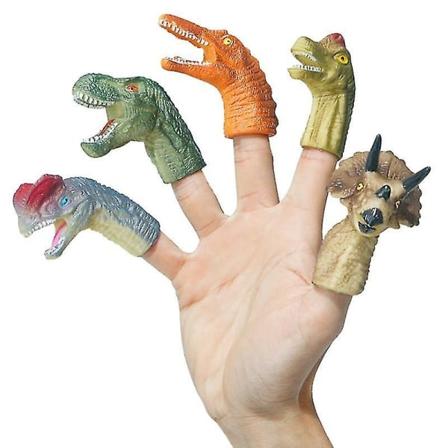 5-pack Mini Cartoon Realistiska Drakar Dinosaurie Fingerdockor Set Rollspel Leksak