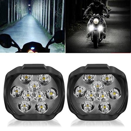 Faro Delantero De Motocicleta 9 Led 15w Dc12v Super Brillante, Punto Antiniebla, Luz De Trabajo Blanca, Accionamiento Interno Para Motocicletas, Bic