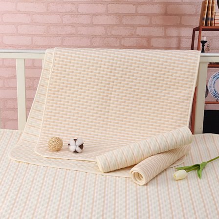 4-lags Bomuldsble Madras Stærk Absorption Lækagesikker Brun Hvide Striber 70x90cm