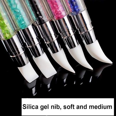 *5 stk. Silikone Neglekunst Pensler Skulptur Pen, Dobbelt Hoved Negle Ar*