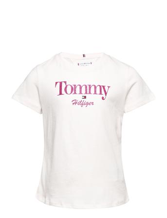 Tommy Graphic Glitter Tee S/S T-shirts Short-sleeved Hvit Tommy Hilfiger