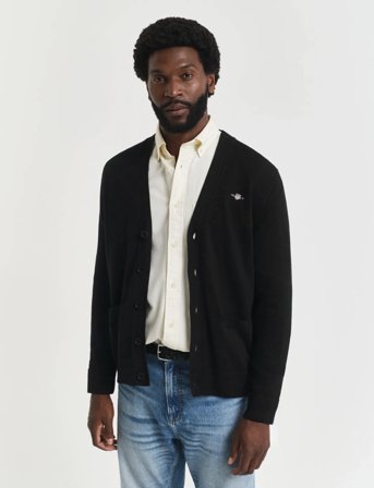 GANT Casual Cotton Cardigan - Black - L