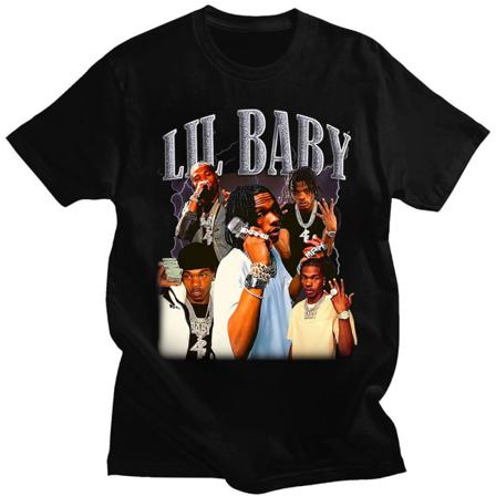 Hip Hop Rapper T-shirt Vintage Graphic Oversized bomull kortärmad tröja Streetwear Q05315 Black XS