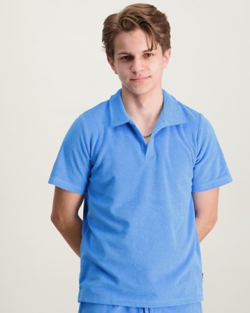 Lexington Mason Organic Cotton Terry Polo Shirt Blå Piké Kille - Kids Brand Store