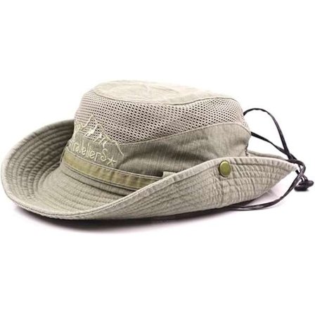 Bomull Solhatt UV-beskyttelse Sommerhatter Strandhatt Safari Boonie Hat Foldbar Fiskehatt med Pustende Mesh og Justerbar Hakestropp