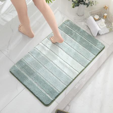 Sklisikker baderomsmatte - Myk og absorberende mikrofiber badematte for bad, maskinvaskbar - 17x24, grønn