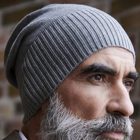 Gorro de punto de algodón orgánico gris Konrad para hombres - Gorros de punto