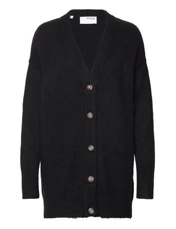 Slfmaline Ls Knit Long Cardigan Noos Strikkegenser Cardigan Svart Selected Femme*Betinget Tilbud