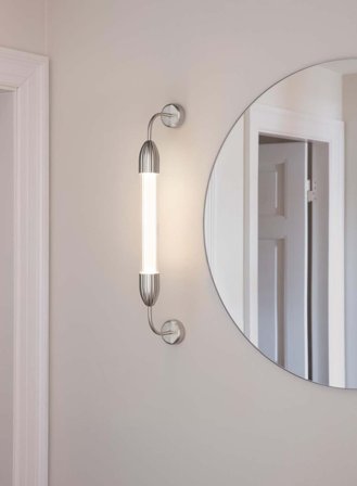 Lemon Squeeze Singel Short vegglampe - børstet stål/glass