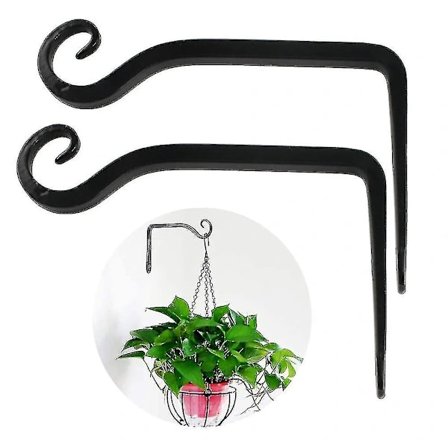 (pow yeah!) Blomsterpotte hengende holder, jern veggkrok blomsterpotte hengende holder 2 stk svart