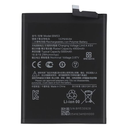 Internt batteri för Xiaomi Mi 10T och 10T Pro 5000mAh modell BM53 Black
