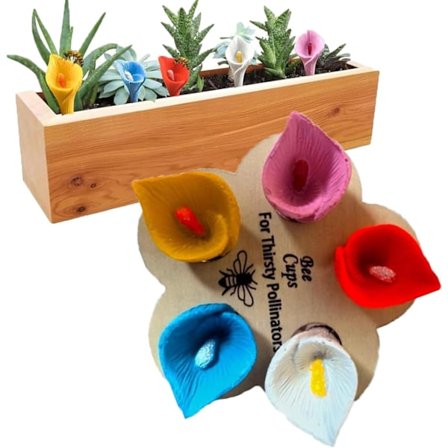 Drickskål för bin och insekter, 5-färgad hästsko lotus bi-vattendispenser, insektsmatare, utomhus trädgård och trädgårdsdekoration