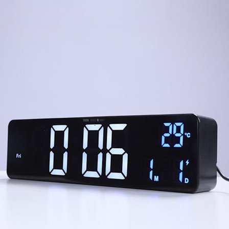 Elektronisk väckarklocka - TD - Plug-in modell - Ljuskänslig - Modern design - Grå