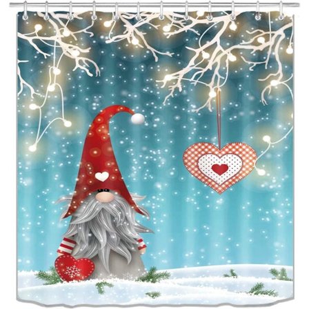 Julduschdraperi, Söt Gnome Duschdraperi Set Duschdraperier för Badrum, Vattentät Duschdraperi för Badrum 72"X72"