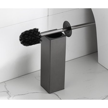 Firkantet toiletbørste og holder Sort toiletbørste med 2 børster