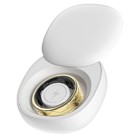 17,4 mm~21,5 mm Smart Ring med sprickdesign, multifunktionell hälsoövervakning och laddningsfodral Storlek 8 Guld