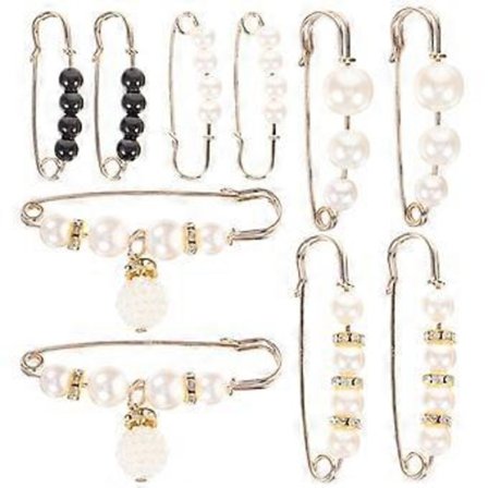 10 stk. Buksespenner Brosjepinner Sjal Klemmer Bukser Kjole Midjepinne Krage Sikkerhetsnål