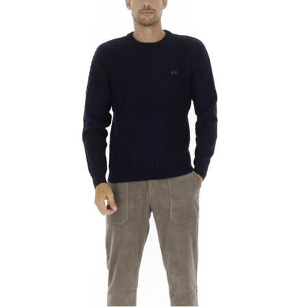 Sun68, Round-neck Knitwear Blauw, Heren, Maat:M