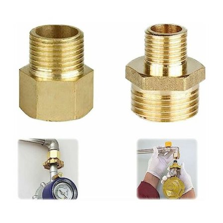 Gassadapter Kobber Gass Slange Adapter Gassflaske Tilkoblingsadapter