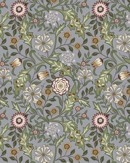 Gardintyg metervara Amber lövmönster 140cm Grå - Redlunds