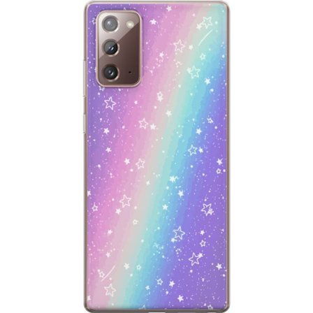 Kompatibel Mobilcover til Samsung Galaxy Note20 Rainbow-farvet pastelbaggrund med hvide stjerner og glitrende prikker i blød overgang