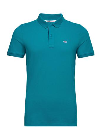 Tjm Solid Stretch Polo Polos Short-sleeved Blå Tommy Jeans