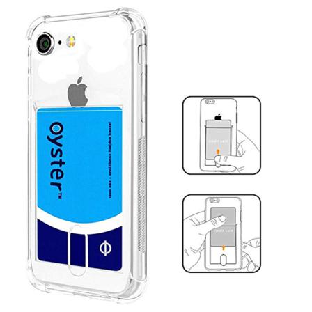 Iphone Se 2020 - Praktiskt Silikonskal Med Kortfack Transparent/genomskinlig