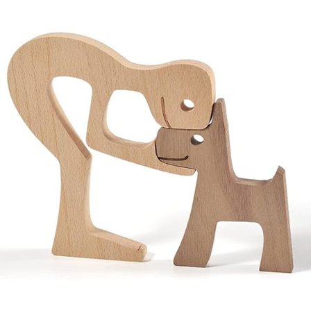 Sett med 1 håndlaget trehvalp, dekorativ håndlaget tre