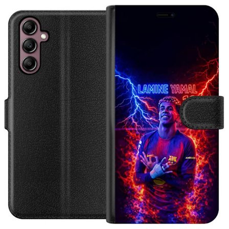 Yhteensopiva Lompakkokotelo Samsung Galaxy A14 5G Viktor Gyökeresin muotokuva Arsenal-paita päällä, jossa intensiivinen katse ja tumma dramaattinen ta