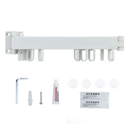 Veggmontert Tørkestativ Innebygd Plassbesparende Roterende Ring Enkel Klesstativ for Balkong Vaskerom Hvit To-vekt