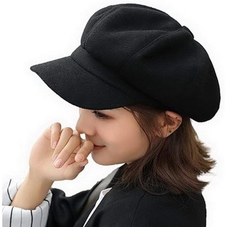 Dam Newsboy Hatt Cabbie Keps Skärm Beret Toppig Vinter